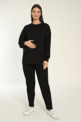 Siyah Bol Kesim Hamile Ve Lohusa Eşofman Takımı ürün fotoğrafı