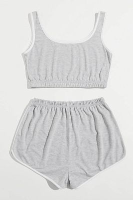 Kadın Gri Askılı Crop Top Ve Şortlu Gecelik Takım ürün fotoğrafı
