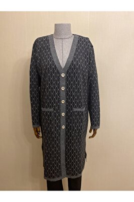 Triko Desenli Genç Anne Hırkası / Siyah&amp;füme ürün fotoğrafı