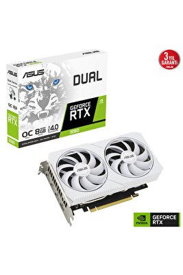 Dual Geforce Rtx 3060 White Oc Dual-rtx3060-o8g-whıte 8gb Gddr6 128bit Dx12 Gaming (oyuncu) Ekr ürün fotoğrafı