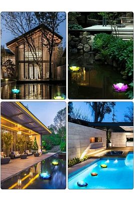 2023 Model 4'lü Dış Mekan Güneş Enerjili Havuz Gölet Bahçe Şelale Süsleme Için Nilüfer Lotus Çiçeği ürün fotoğrafı