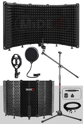 Pf-43x Set Mikrofon Ses Yalıtım Paneli (69X26CM) Stand Filtre Shock Mount Xlr Kablo Sünger ürün fotoğrafı