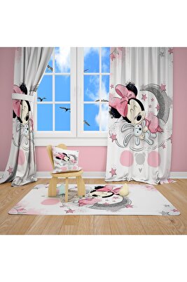 Ayda Uyuyan Mini Çocuk Odası Takım (fon Perde- Yatak Örtüsü Ve Yastık - Halı ) ürün fotoğrafı