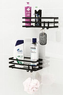 Banyo Düzenleyici Şampuanlık Sabunluk 2 Li Set Lamalı Yapışkanlı 4 Askılı Duş Rafı Organizer ürün fotoğrafı
