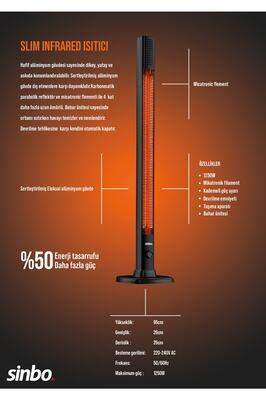 SFH-6918 Slim Kule Tipi Dikey Devrilme Emniyetli 1250 W Infrared Isıtıcı ürün fotoğrafı