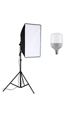 Ürün Çekimi Moda Reklam Cast İçin Güçlü Led Ampullü Sürekli Işık Softbox Set 50x70 cm ürün fotoğrafı
