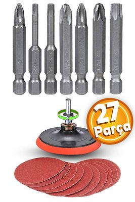 Cırt Zımpara Kağıdı El Zımparaları Matkap Bits Ucu Uçları Vidalama Seti 115mm (27 PARÇA) ürün fotoğrafı