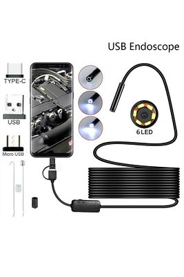 3'ü 1 Arada Endeskop Kamera Mikrofon Usb Ve Tip-c 6 Led Su Geçirmez 10 Metre Borescope Yılan Kamera ürün fotoğrafı