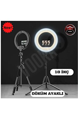 Vilya Megalüx Döküm Ayaklı Profesyonel Kuaför Makyaj Çekimleri 18ınç 460 Led Kumandalı Ring Lıght ürün fotoğrafı