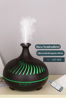 Hava Nemlendirici 7 Led Işıklı Aromatik Oda Kokusu 500 Ml Aroma Difüzörü Buhar Makinası ürün fotoğrafı