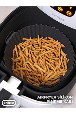 Siyah Airfryer Silikon Pişirme Kabı 20x5 Cm Bpa Içermez Airfryer Pişirme Kağıdı Aksesuar Kalıbı ürün fotoğrafı