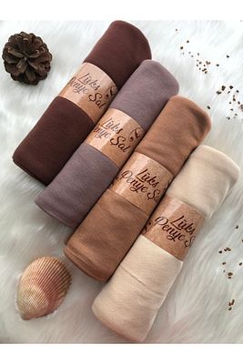 Penye Şal 4'lü Set (ÇİKOLATA - VİZON - KARAMEL - BEJ) ürün fotoğrafı