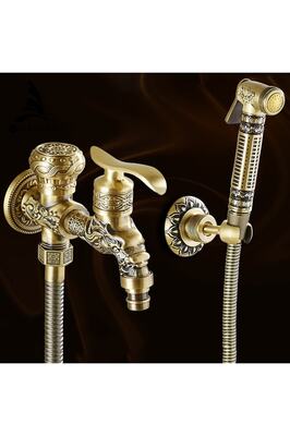 Spiralli Tuvalet Taharet Musluğu Bide Özel Temizlik 7 Yıl Garantili Antik Işlemeli Ithal ürün fotoğrafı