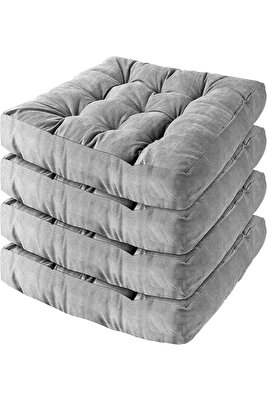 4 Adet Yer Minderi, Kare Yer Koltuk Minderi Büyük Sandalye Minderi, Balkon Minderi 55x55 Cm ürün fotoğrafı