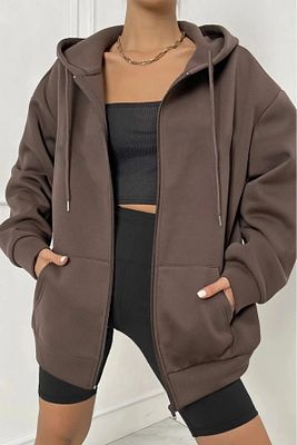Unisex Kahverengi Oversize Hırka ürün fotoğrafı