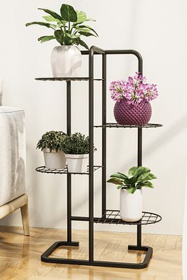 4 Katlı Metal Çiçeklik Dekoratif Lüks Bahçe Mobilyası  Bahçe Balkon Rafı ürün fotoğrafı