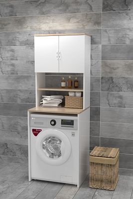 Çamaşır Makinesi Üstü Banyo Dolabı Rafı Beyaz ürün fotoğrafı