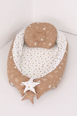 Babynest, Bebek Uyku Yatağı 0-2 Yaş - Kahve Kedi Desen Yıldız ürün fotoğrafı