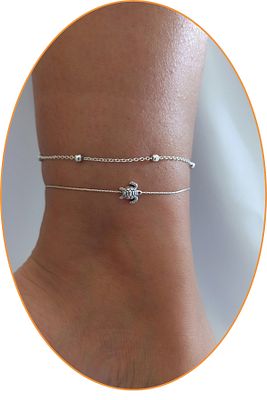 Ayak Bilekliği 2li Halhal Silver Caretta Figür ürün fotoğrafı