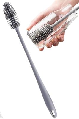 Biberon Temizleyici Silikon Fırça Termos Sürahi Yağ Şişe Temizleme Fırçası Cam Şişe Yıkama Fırçası ürün fotoğrafı