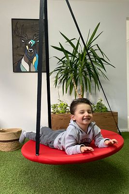 Tavana Asılan Ev Tipi Çocuk Salıncağı - Yuvarlak Bebek Çocuk Hamak Salıncak (kırmızı) ürün fotoğrafı