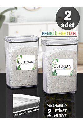 Renkli Deterjan &amp; Deterjan Dikdörtgen 2,9 Lt Vakum Kapaklı 2&#39;li Set Saklama Kutusu ürün fotoğrafı