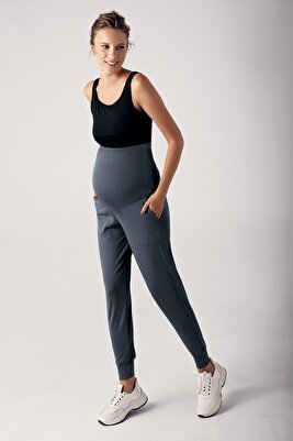 Kadın Yüksek Bel Cepli Hamile Jogger Eşofman Altı E02 ürün fotoğrafı