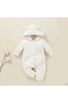 Kışlık Tatlı Kapşonlu Bebek Peluş Welsoft Tulum ürün fotoğrafı