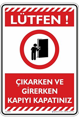 15x20cm/3adet/etiket/Lütfen! Çıkarken Ve Girerken Kapıyı Kapatın ürün fotoğrafı