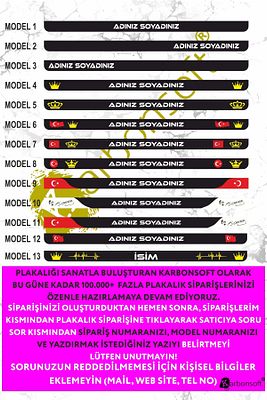 Kişiye Özel Isimli Kabartmalı Takmatik Araç Logo Oto Plakalık (1 TAKIM) ürün fotoğrafı