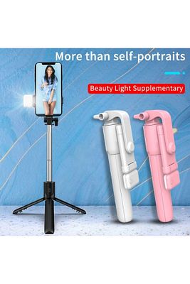 Bluetooth Lu Led Işıklı Selfie Çubuğu Uzaktan Kumandalı Yatay Ve Dikey Kullanabilme Özçekim Tripod ürün fotoğrafı