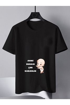 Hamile T-shirt Siyah Özel Tasarım Pamuklu ürün fotoğrafı