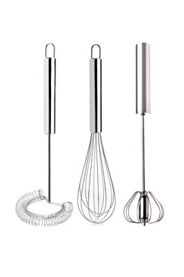 3'lü Çırpıcı Set, Otomatik Basmalı Çırpıcı, Tel Çırpıcı, Yumurta Çırpıcı Sos Karıştırıcı Mikser ürün fotoğrafı