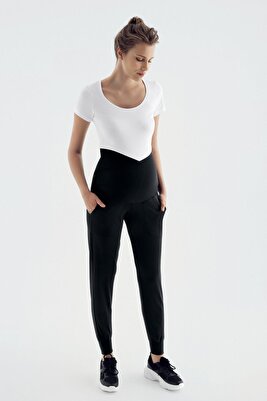 Çapraz Kemer Yüksek Bel Cepli Hamile Jogger Eşofman Altı ürün fotoğrafı