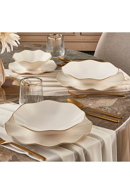 Nesrin 18 Parça 6 Kişilik Bone Yemek Takımı - Gold ürün fotoğrafı