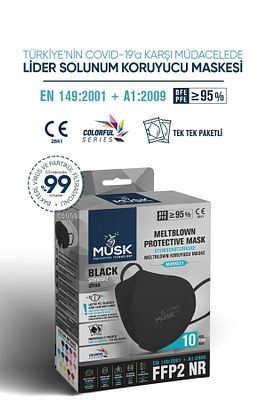 N95 Maske Siyah Renk 10 Adet ürün fotoğrafı