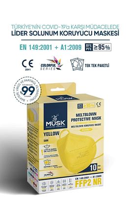 FFP2 Maske Sarı Renk 10 Adet ürün fotoğrafı