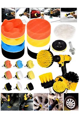 Pro 14 Pasta Cila Polisaj Süngeri Seti 115mm Matkap Uyumlu Pasta Cila Fırçalama Parlatma Seti ürün fotoğrafı