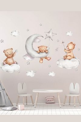 Sevimli Ayıcıkların Yıldızlarla Oyunu Duvar Sticker Seti ürün fotoğrafı