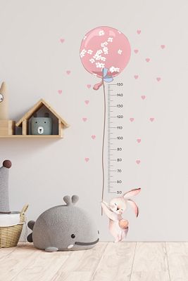 Balonlu Tavşan Boy Ölçer Duvar Sticker Seti ürün fotoğrafı