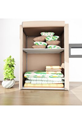 Güçlendirilmiş Çelik Metal Raflı Bej Yorgan Hurcu Yüklük Saklama Dolabı ürün fotoğrafı