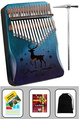 Klx-510 Hakiki Ağaç Ahşap Geyik Desenli Kalimba 17 Çelik Tuş Full Set ürün fotoğrafı