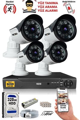 4 Kameralı 5mp Sony Lensli Uzaktan Izlemeli Gece Görüşlü Kamera Seti - A2033 ürün fotoğrafı