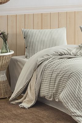 Easy Boho Yeşil Çift Kişilik Yıkamalı İplik Boya Nevresim Takımı ürün fotoğrafı
