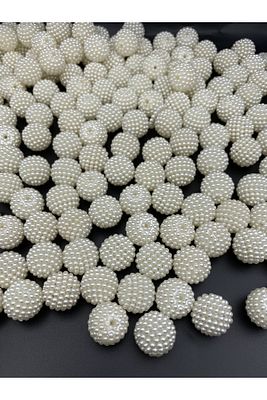 Parçalı Böğürtlen,100Gr 20mm Krem Renk Parçalı Böğürtlen İnci Boncuk,Çanta Yapım Boncuğu (~43 Adet) ürün fotoğrafı