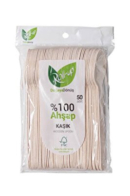 Roll Up Doğaya Dönüşümlü Ahşap Tahta Kaşık 50'li ürün fotoğrafı