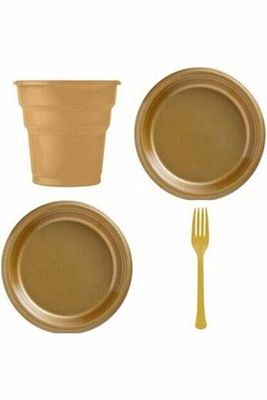Plastik Tabak Bardak Çatal Seti Gold Gümüş Kırmızı Siyah Sarı Yeşil Turuncu Mor Pembe ürün fotoğrafı