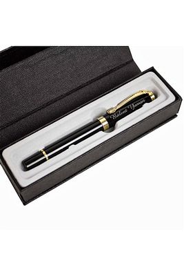 Kişiye Özel Kutulu Gold Detaylı Siyah Roller Kalem ürün fotoğrafı