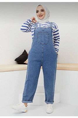 Kadın Mavi jeans Tulum , Salopet , Slopet , Kadın Hamile Tulum ürün fotoğrafı
