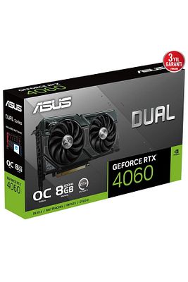 Dual Geforce Rtx4060 Oc Dual-Rtx4060-O8G 8Gb Gddr6 128 Bit Dlss 3 Ekran Kartı ürün fotoğrafı